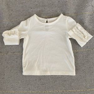 Janie and Jack White Long Sleeve Shirt with Ruffle Detail on Sleeves